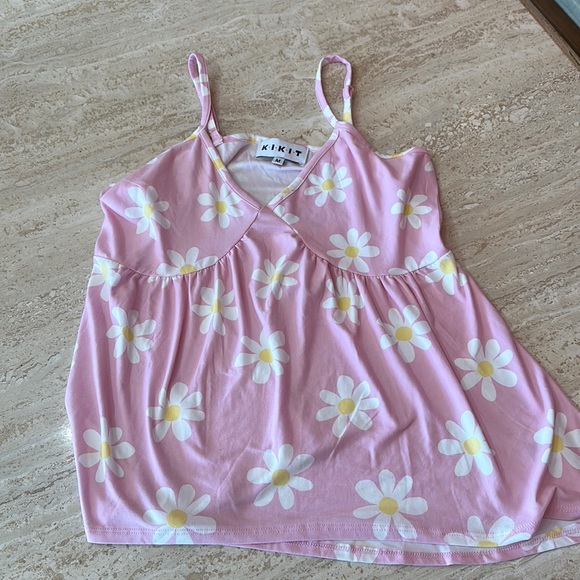 KIKIT NWT Palm Tree Button Front Tank Top - Picture 1 of 3